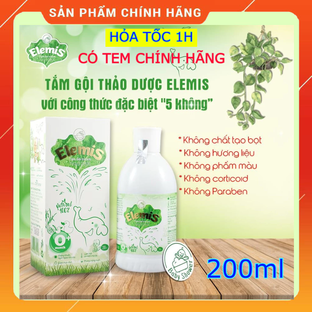 Sữa tắm sảy thảo dược cho bé Elemis 200ml giúp hết sảy, hăm da, mẫn ngứa, mụn nhọt, các vấn đề về da, mát da -Chính hãng