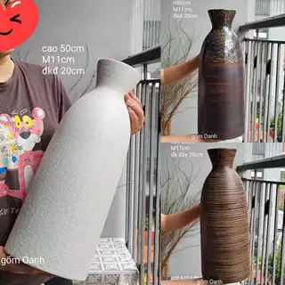 Bình cao 50cm cắm tuyết mai, đào gốm Bát Tràng cao cấp