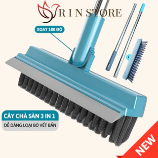 Cây Chà Sàn Nhà Tắm Thiết Kế Đầu Gạt Nước 3 Trong 1 Và Đầu Chổi Xoay 180 Độ Quét Mọi Góc Bẩn Lau Kính RIN