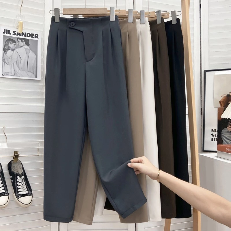 Quần tây ống đứng nữ dáng suông công sở basic Culottes dài khóa lệch cạp cao BGS