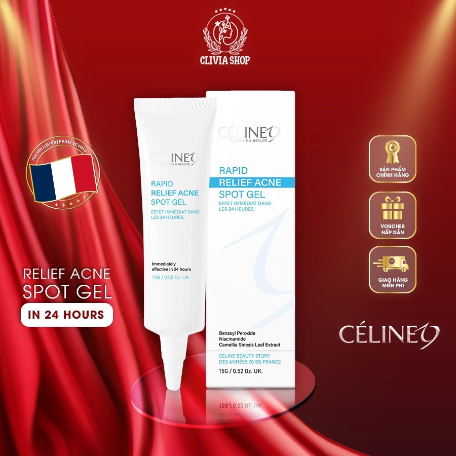 Gel Chấm Mụn Céline19 Hỗ Trợ Gom Cồi, Đẩy Nhân mụn, Giảm sưng đỏ - Rapid Relief Acne Spot Gel 15g | Cliviashop