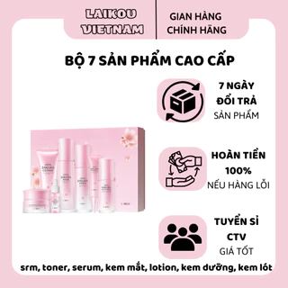 LAIKOU Bộ sản phẩm cao cấp hoa anh đào 7 món làm Trẻ Hóa Da Làm Sáng Da, Mờ Thâm Nám