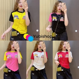 Áo thun nữ cổ tròn tay phối dáng babytee A173 chất borip thái 787 L1 Co Dãn 4 Chiều - kho sỉ Yubishop