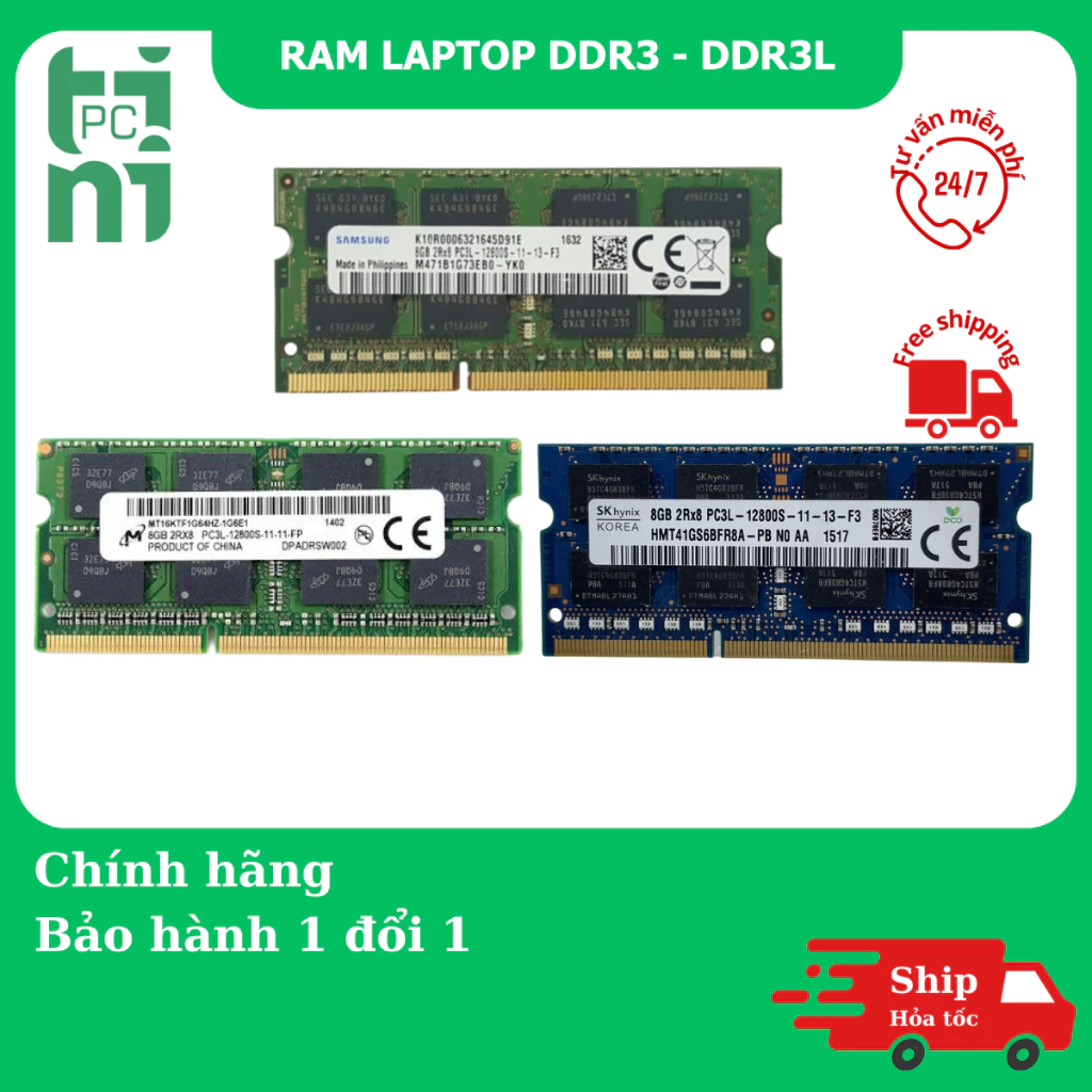 [Bảo Hành 3 Năm] Ram Laptop/PC DDR3 DDR3L 4GB 8GB Bus 1600/1333 Samsung Hynix Zin Tháo Máy
