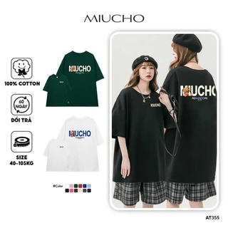 Áo thun unisex form rộng AT355 Miucho basic tee tay lỡ dành cho nam nữ in basic