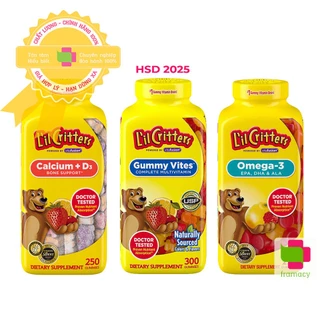 Kẹo dẻo Gấu L'il Critters Gummy Vites (300v), Omega 3 (220v), Calcium D3 (250v), Mỹ nhiều dinh dưỡng cho trẻ từ 2 tuổi