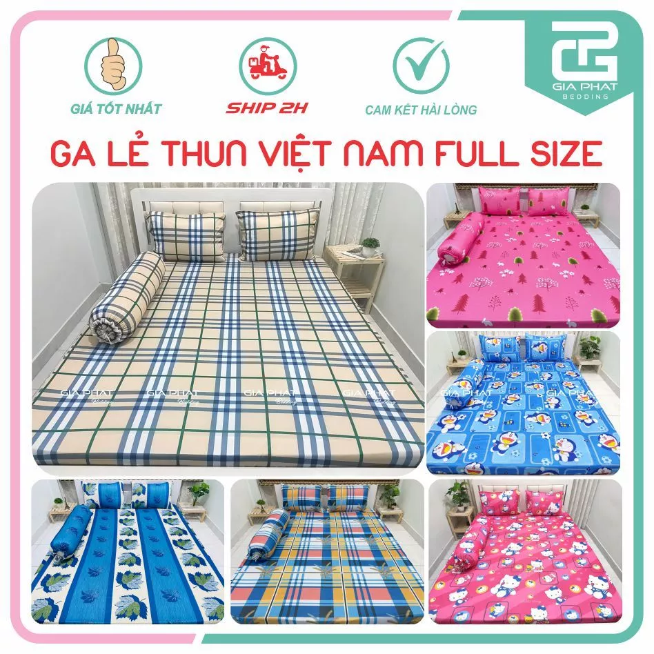 Ga giường lẻ thun lạnh Việt Nam cao cấp Full size ( không áo gối, đủ kích thước)