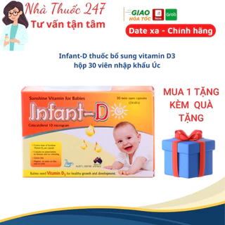 Vitamin D3 cho bé Infant D Hỗ Trợ Giúp Xương Và Răng Chắc Khỏe Hộp 30 Viên