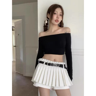 Áo croptop nữ tay dài PINKSTORE29 kiểu trễ vai phong cách gợi cảm A5881