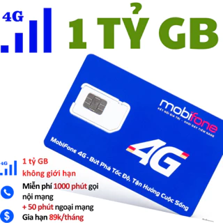 [ TẶNG 1 THÁNG ĐẦU ] Sim 4G Mobifone A50 Không Giới Hạn Dung Lượng ( 10 Tỷ GB Tốc Độ Cao 5mb/s) Nghe Gọi Tẹt Ga