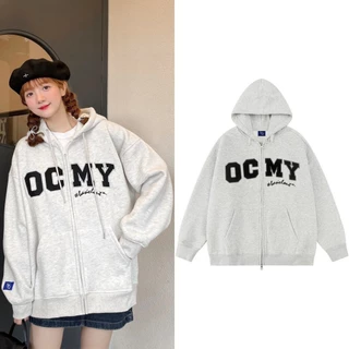 Áo hoodie zip from rộng unisex chất liệu nỉ bông họa tiết in chữ CIDR nam nữ mặc đều đẹp