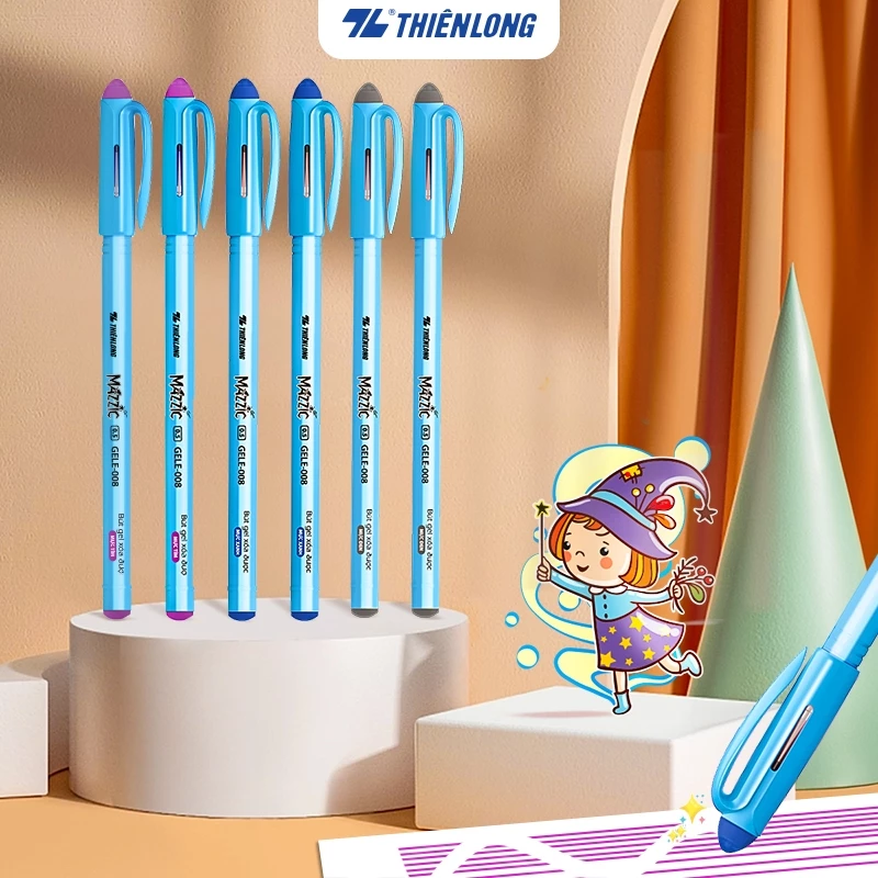 Combo 5/10/20 bút gel xóa được Thiên Long Mazzic GELE-008 có nắp đậy, gôm hai đầu bút, phù hợp học sinh, văn phòng