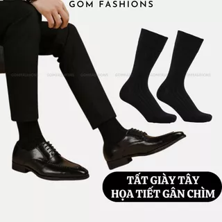 Vớ nam cổ cao đi giày tây GOMTAT mẫu gân chìm màu đen, chất liệu cotton cao cấp, thoáng khí  -GOM-TAYGANCHIM-DEN-1DOI