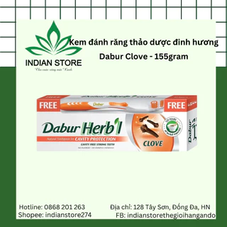 [KÈM BÀN CHẢI] KEM ĐÁNH RĂNG THẢO DƯỢC ẤN ĐỘ - DABUR HERBAL CLOVE 155G