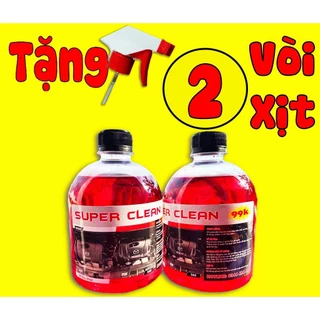 Combo 2 chai DUNG DỊCH TẨY RỬA ĐẦU BÒ LỐC MÁY KHÔNG CHẠM SIÊU MẠNH SUPER CLEAN (Tặng vòi xịt)