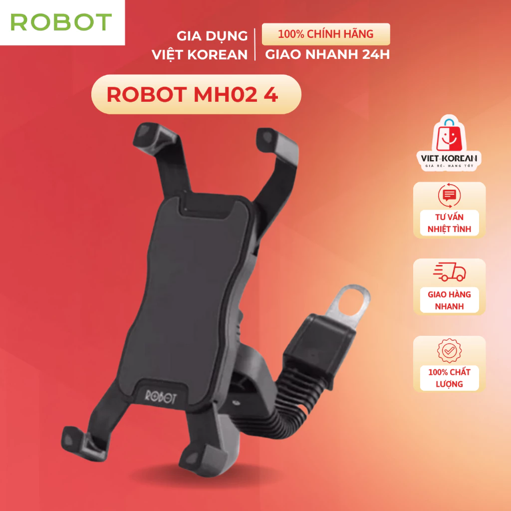 Giá Đỡ Điện Thoại Xe Máy ROBOT MH02 4 Góc Kẹp Chắc Chắn An Toàn Chống Trơn Trượt Chắc Chắn, Màn Hình 4-5.5inch