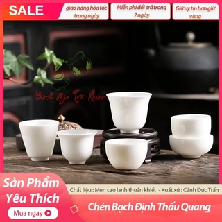 🍀 SIÊU SALE 🍀 5 Mẫu Chén Uống Trà Sứ Bạch Định - Thấu Quang - Hàng Thủ Công