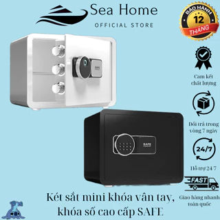 Két Sắt Mini, Két Sắt Vân Tay Mở Khóa Thông Minh Cỡ Nhỏ Kích Thước D35cm x R25cm x C25cm Hai Màu Trắng, Đen