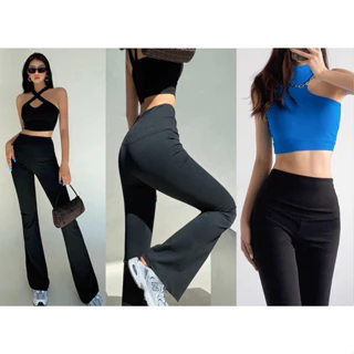 Quần ống loe legging hai màu cạp 9cm tôn dáng chất Umi cao cấp big size-LNS-mã 123B