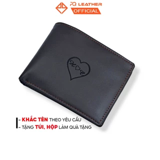 Ví nam khắc tên theo yêu cầu da bò nappa cao cấp PQ Leather PV26 da thật, full hộp túi làm quà tặng.