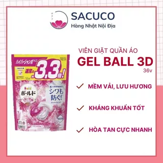 Viên giặt quần áo Gelball 3D-4D (Hộp 12,Túi 36 viên 4D) Nhật Bản