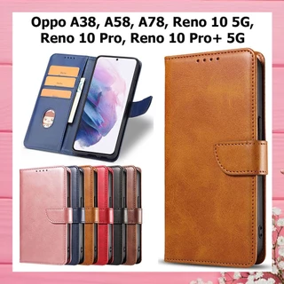 Bao da Oppo A38, A58, A78, Reno 10 5G, Reno 10 Pro, Reno 10 Pro+ 5G, Reno 11 5G, Reno 11 pro 5G kiểu ví, dạng nút cài