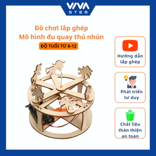 Đồ chơi cho bé trai lắp ráp đu quay thú nhún chất liệu gỗ an toàn phát triển kỹ năng sáng tạo khoa học Viva Stem