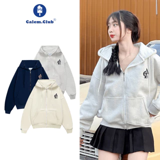 Áo Khoác Hoodie Zip Xám Tiêu Thêu Chữ CAL Form Rộng Nam Nữ Unisex , Áo Khoác Nỉ Bông Kéo Khóa Cao Cấp