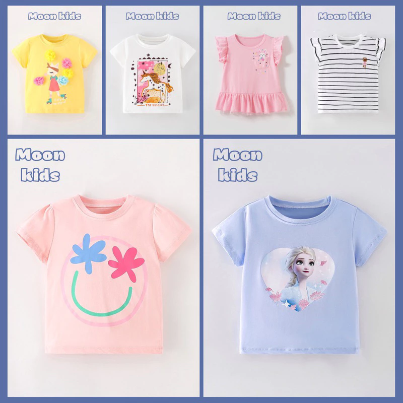 Áo cộc tay bé gái Little Maven áo cotton hè LM01