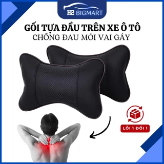 COMBO 2 Gối tựa đầu xe hơi ô tô bọc da thoáng khí chống mỏi vai gáy. Gối dựa đầu trang trí xe hơi ô tô cao cấp