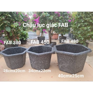 Chậu nhựa lục giác FAB màu đá đen