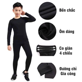 Bộ Quần Áo Giữ Nhiệt Cho Trẻ Em - Quần Áo Body Mùa Đông Cho Bé Tập Luyện Thể Thao Từ 23-80KG