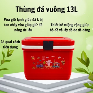 [sẵn.] Phích đá vuông 13L, Thùng đựng đá giữ nhiệt lạnh lên tới 24 tiếng bền đẹp 3913 .