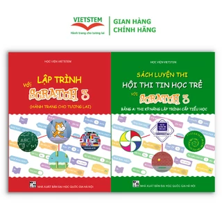 Combo 2 sách Luyện thi hội thi tin học trẻ với Scratch 3 cấp Tiểu học