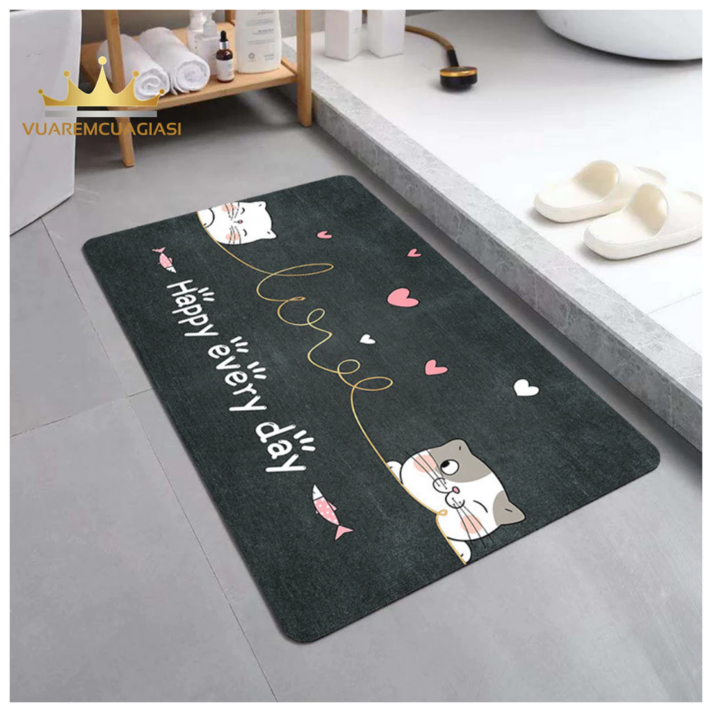 Thảm lau chân hàng loại 1 đế cao su chống trơn trượt, thấm hút tốt cho nhà bếp, phòng ngủ, phòng khách vuaremgiasi