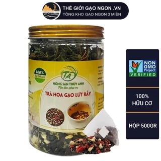 Trà gạo lứt OCOP - Hộp 500g - Thanh lọc gan, giải độc cơ thể nguyên liệu tự nhiên an toàn