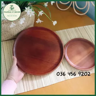 Đĩa gỗ, khay gỗ tròn trang trí nhà hàng, decor chụp ảnh đồ ăn, các loại hạt nhiều size Phương Vy Decor