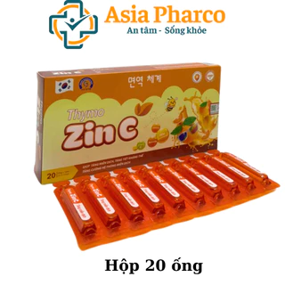 Siro kẽm ống cho trẻ từ 2 tuổi Thymo Zinc Kẽm Gluconat + Vitamin C + Thymomodulin - Tăng cường sức đề kháng- Hộp 20 ống