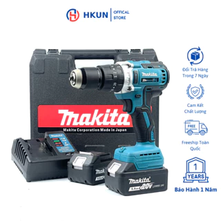 Máy khoan pin Makita 20v hàng cao cấp, 3 chức năng, động cơ không chổi than, lõi đồng, chân pin phổ thông