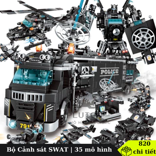 [820 chi tiết] Đồ chơi lắp ráp City SWAT Đặc Nhiệm 35 mô hình Xe Robot, Máy Bay SKU AT820