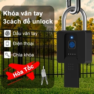 khoá cổng sắt ngoài trời không thấm nước ổ khóa vân tay khoá thông minh ổ khoá chống trộm