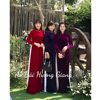 Áo dài nhung nhiều màu, nhung mềm mịn, co dãn tốt, ôm form dáng- Áo Dài Hương Giang