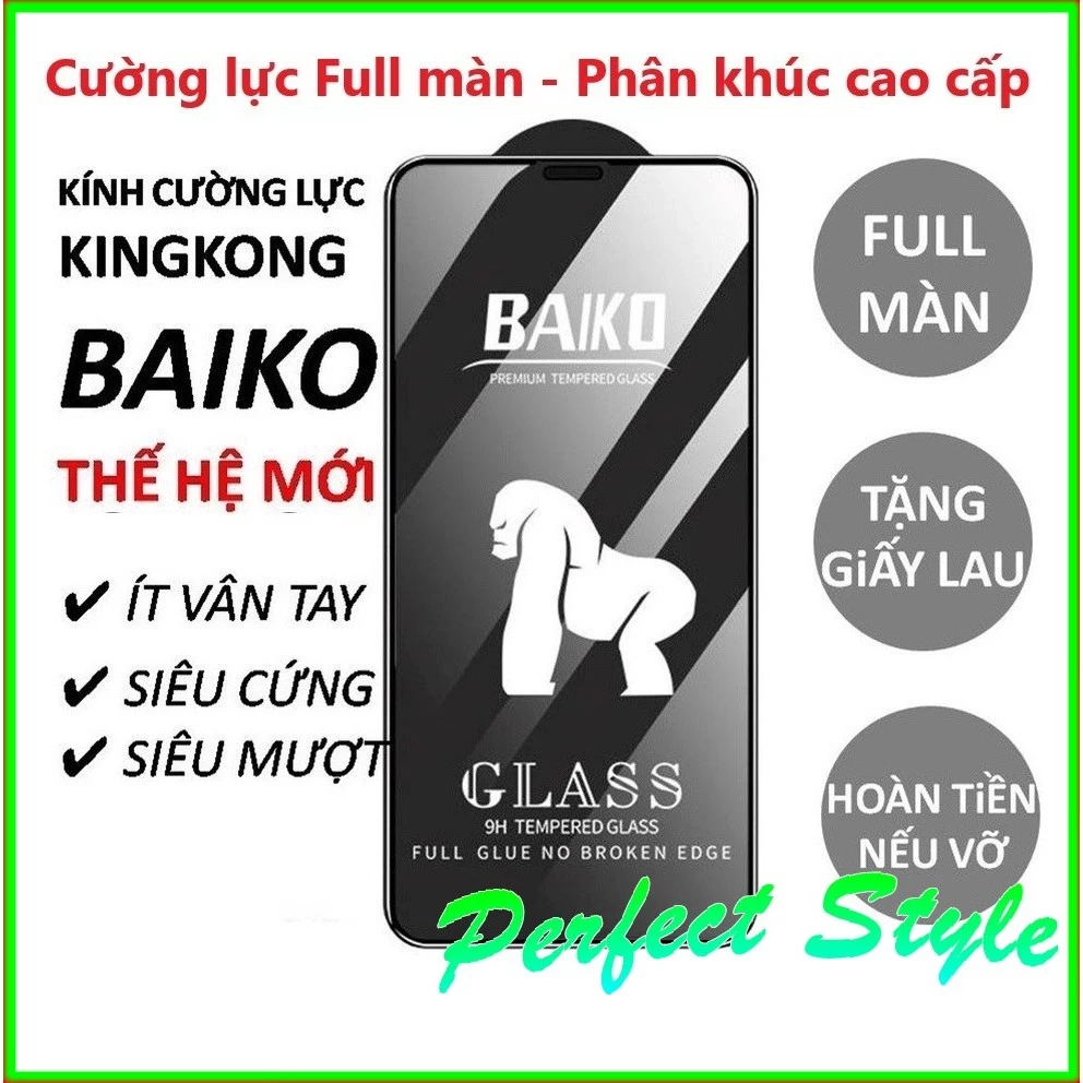 Cường lực Baiko Full màn Vivo Y22S Y21S Y21 Y20S Y20 Y22 Độ trong suốt chuẩn HD