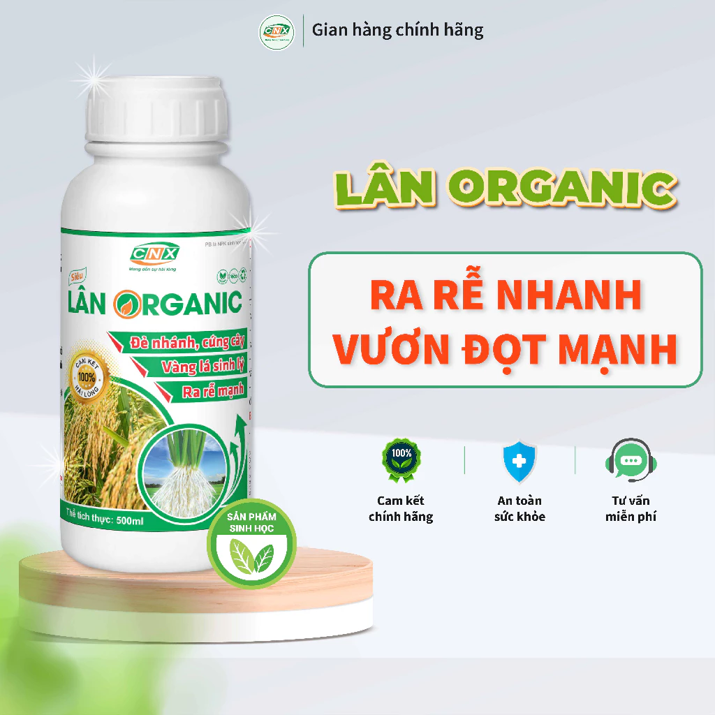 Phân bón sinh học SIÊU LÂN ORGANIC giải độc, hạ phèn, giúp cây ra rễ mạnh, nhánh khỏe, hạn chế vàng lá - CNX 500ml