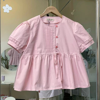 áo babydoll xếp ly nút hoa Tiny