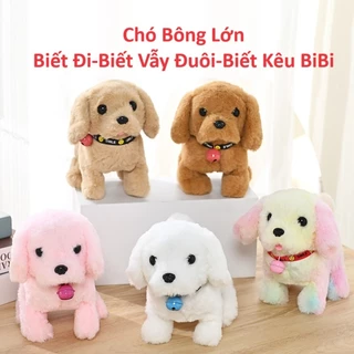 Đồ chơi chú CHÓ BÔNG Size Lớn chạy pin biết đi, biết kêu bibi, vẫy đuôi