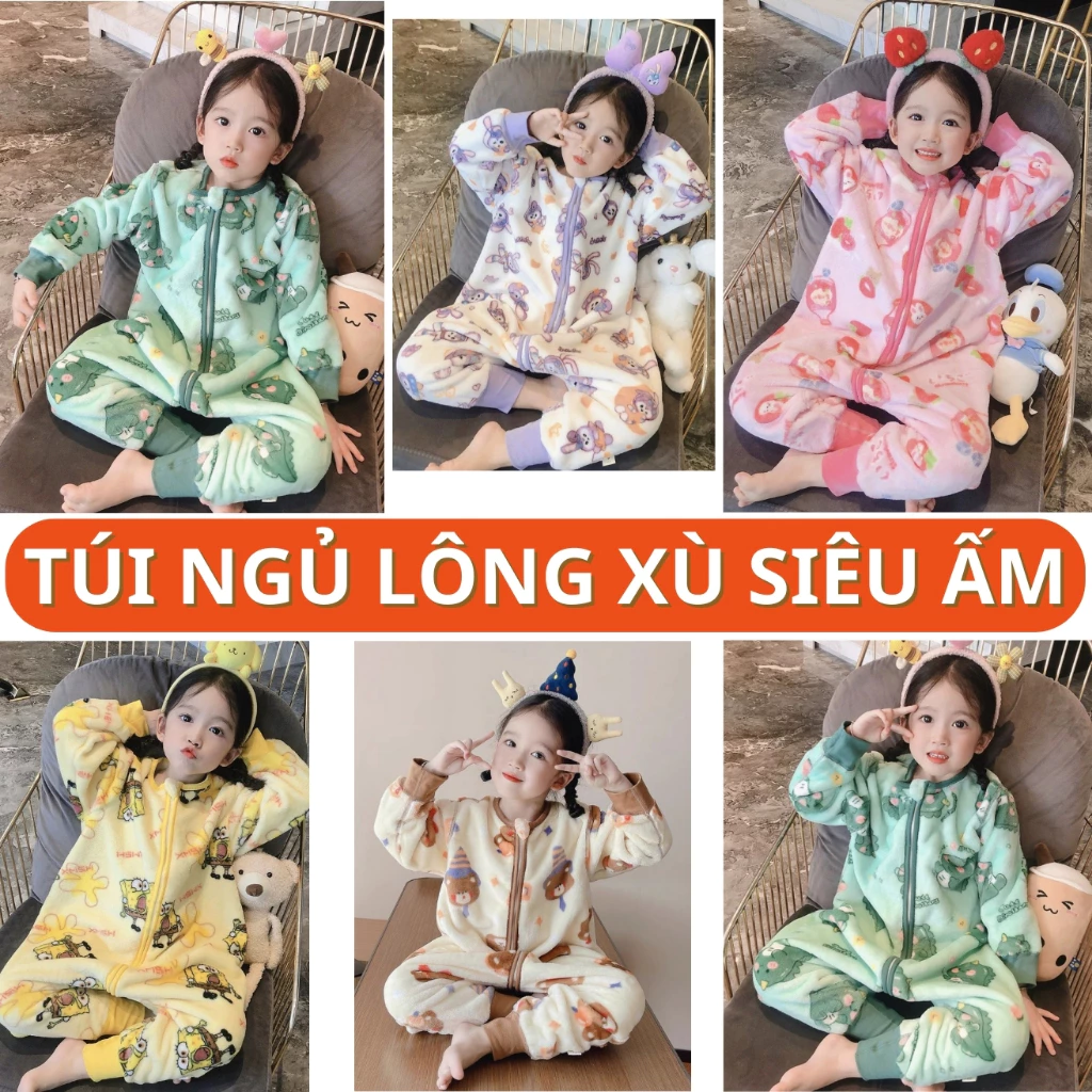 Túi ngủ cho bé họa tiết dễ thương, chất liệu lông xù hàng LOẠI 1