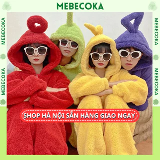 Bộ ngủ bông liền thân, bộ đồ mặc nhà siêu ấm hình các em bé rối Teletubbies dễ thương