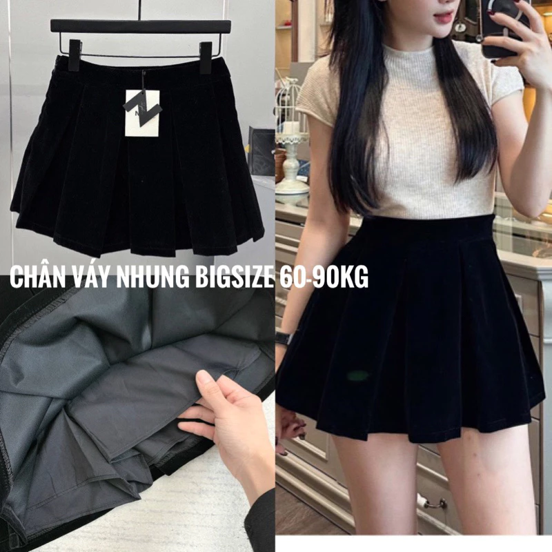 CHÂN VÁY NHUNG XẾP LY NGẮN HÀNG QUẢNG CHÂU LOẠI 1 SIÊU XINH MA30
