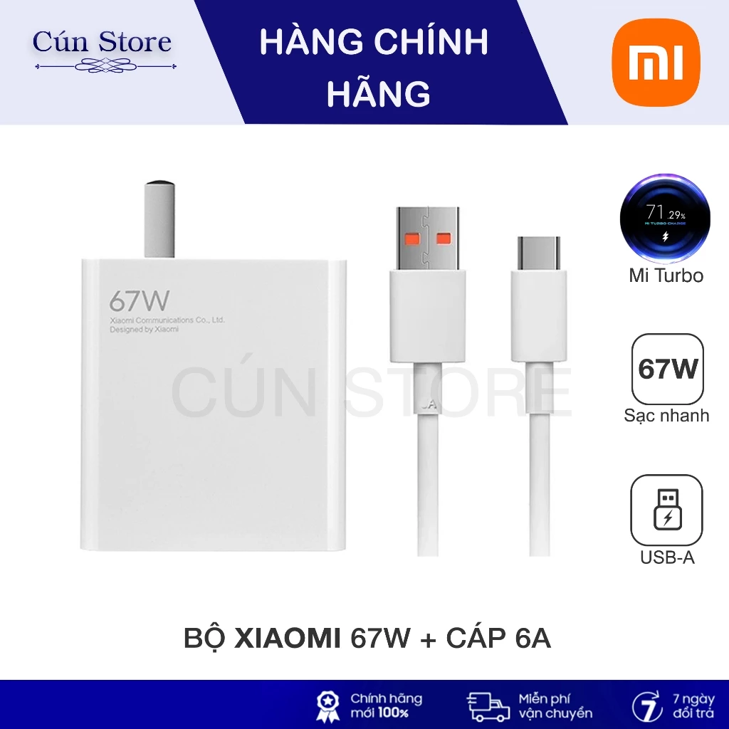 Bộ sạc nhanh Xiaomi 33W, 67W Mi Turbo, Sạc nhanh Xiaomi 11 Pro & Xiaomi 11 Ultra siêu nhanh | Bảo hành 6 tháng